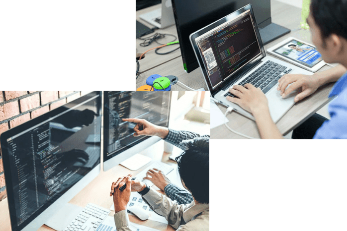 a pair of students working on a program in their computer